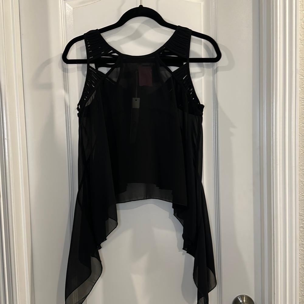 NWT Black sheer flowing top Size S
